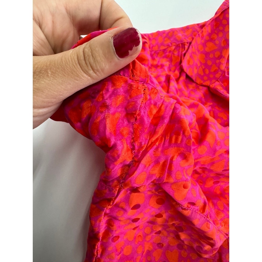 Tara‎ Jarmon Dress Womens 44 Pink Orange Rozenn Heart Print Polo Midi - Picture 12 of 15